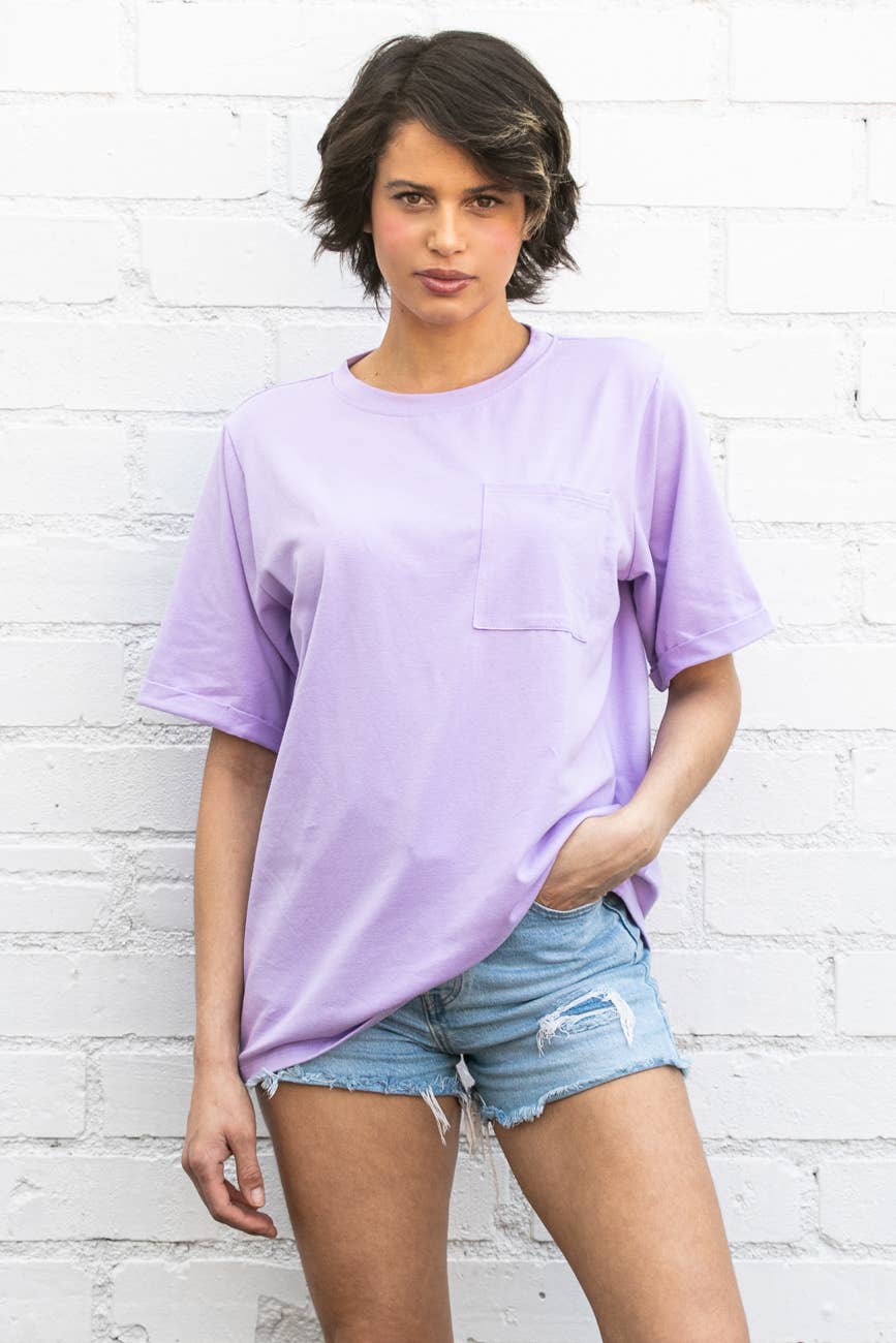 Oversized Fit Round Neck T Shirts With Pocket