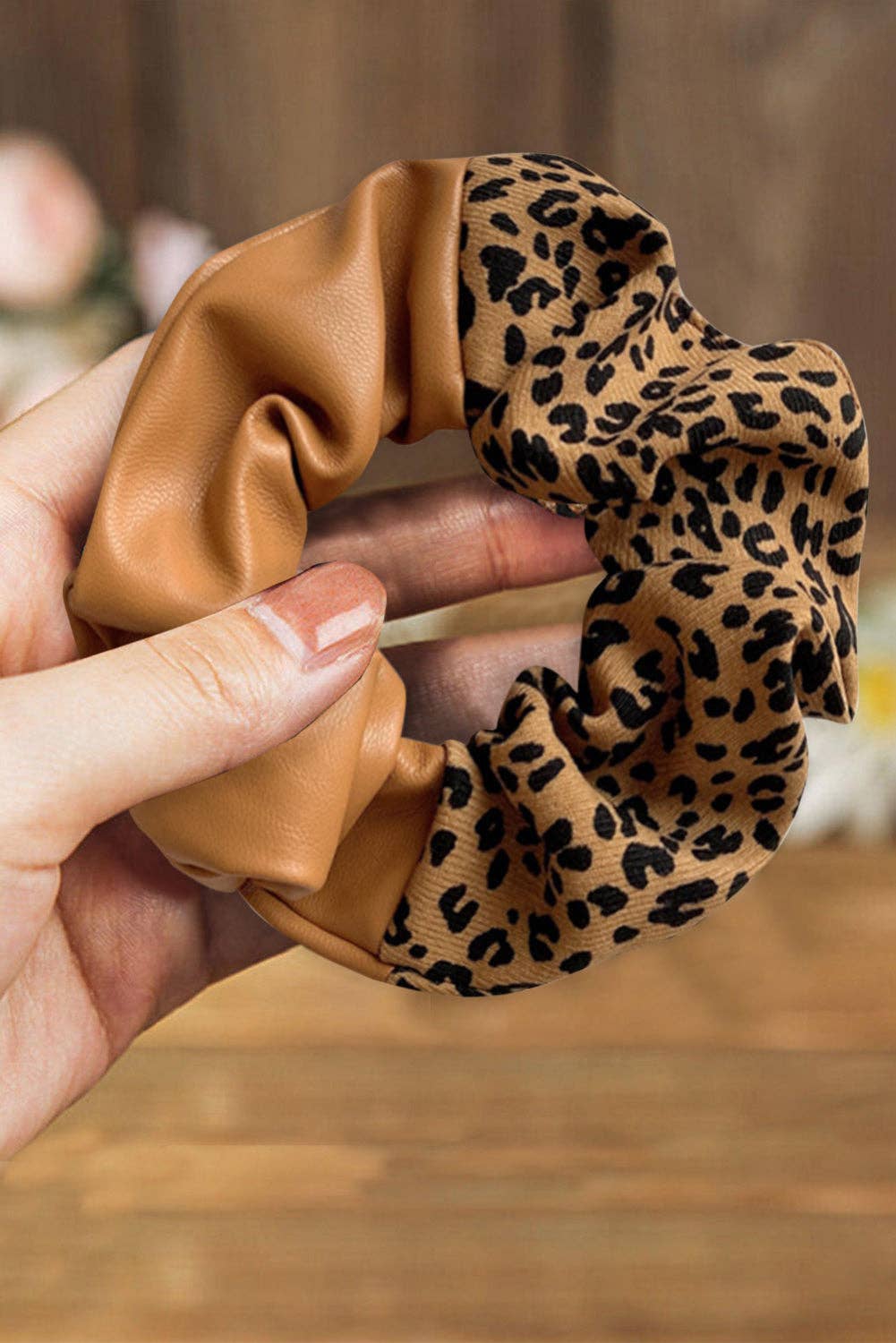 Brown Leopard Patchwork Hair Tie