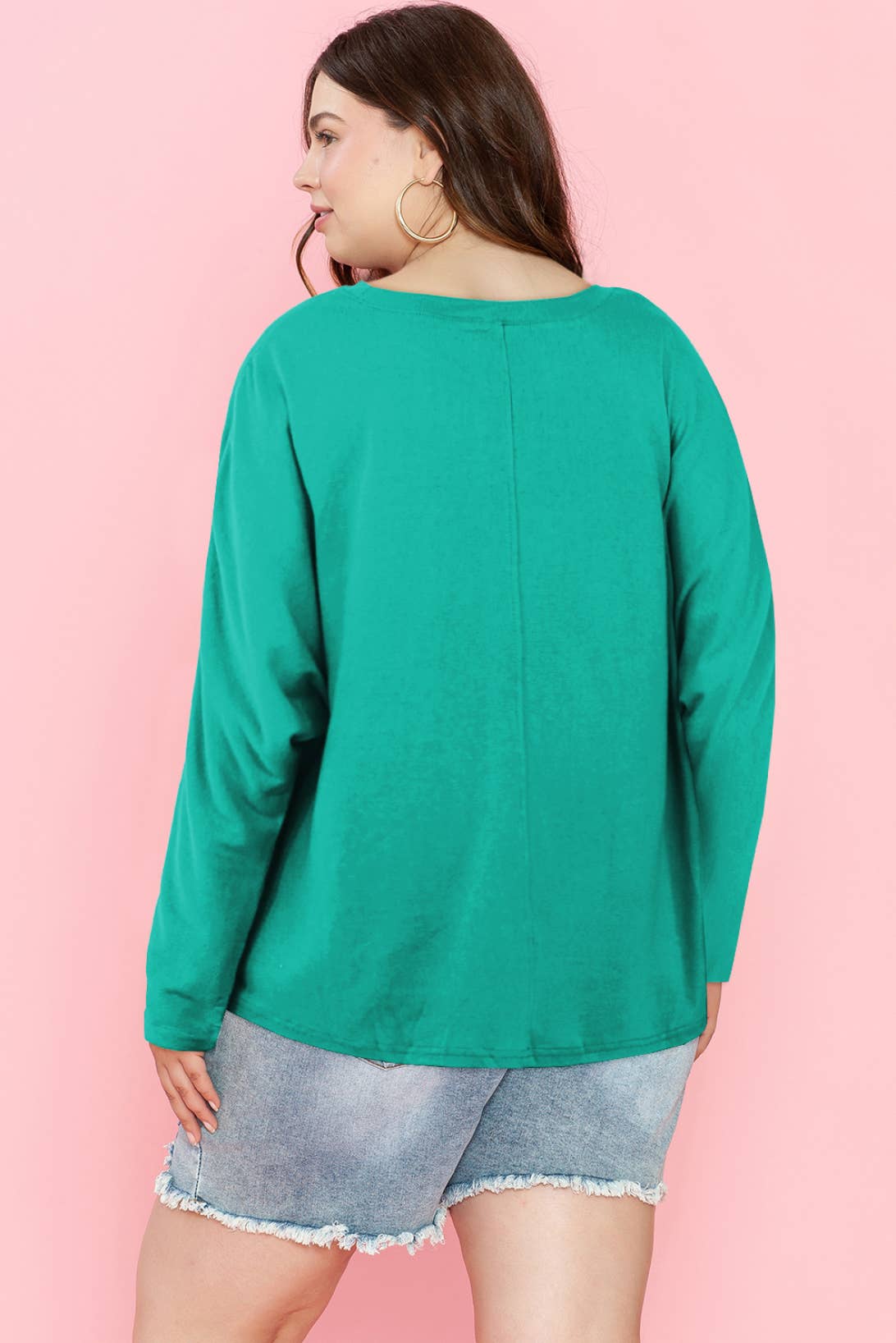 Plus Size Casual Basic Blank Solid Long Sleeve Tops (S-3X)