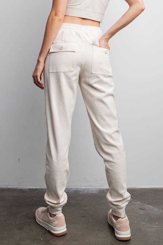 Plus Size Casual Cotton Stretch Twill Jogger Pants