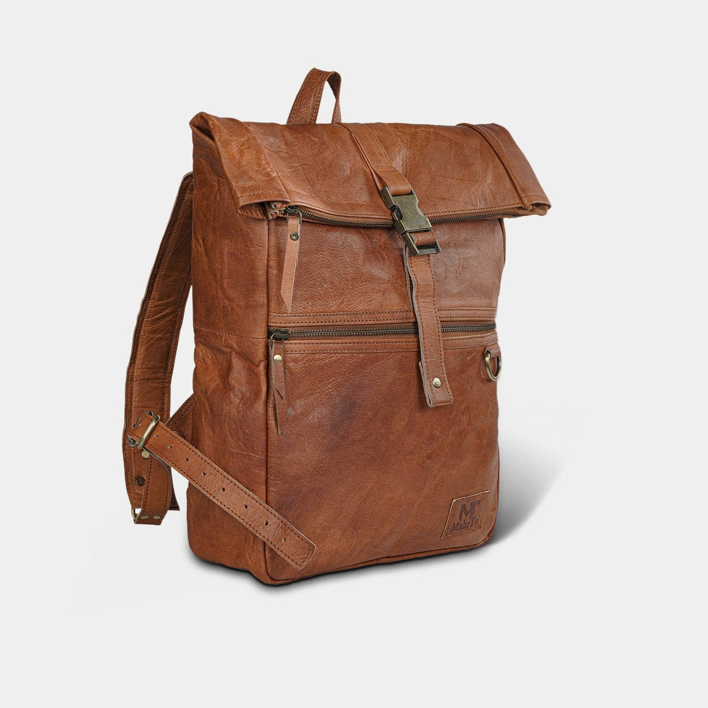 Leather Roll Top Rucksack Backpack