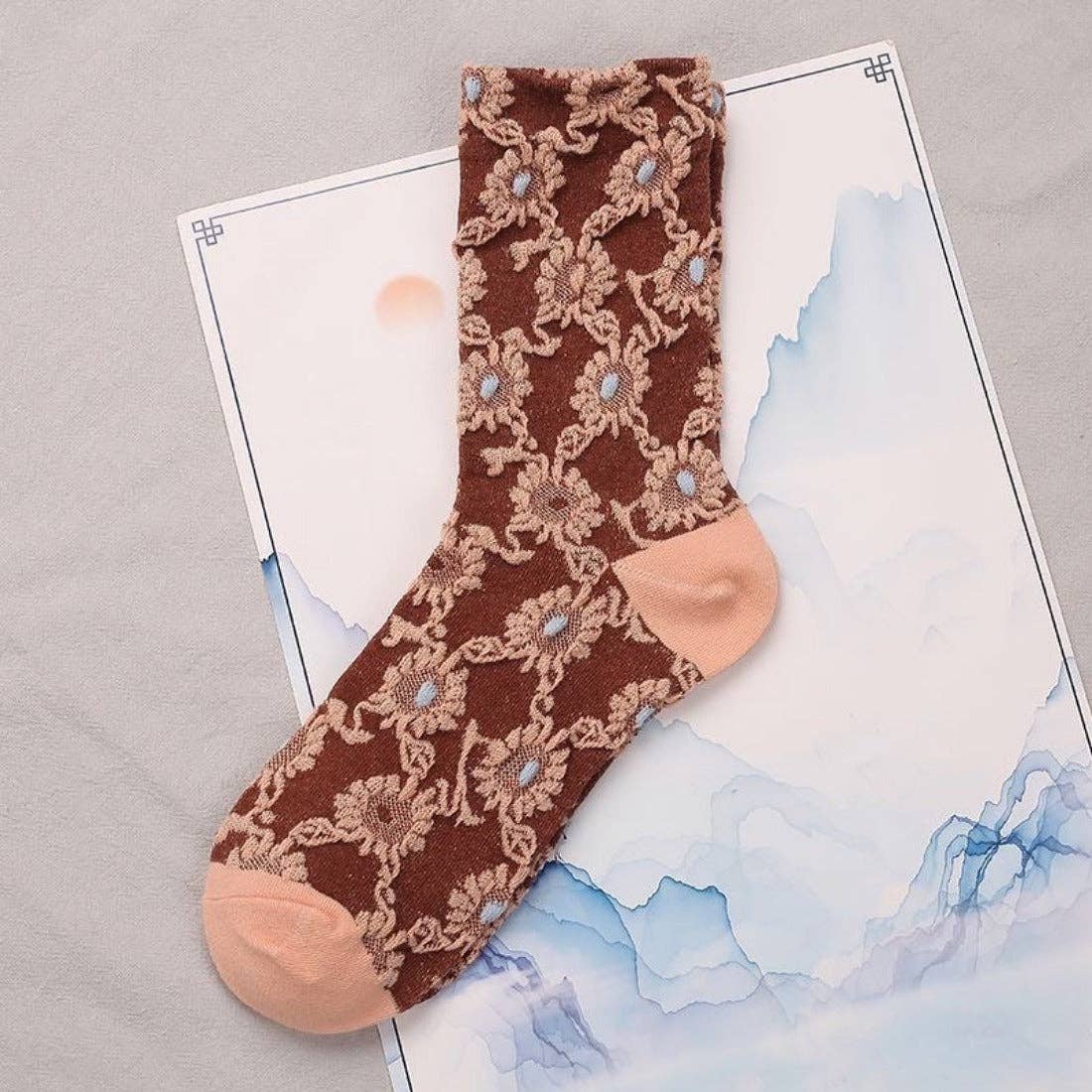 Orange Embossed Women's Socks