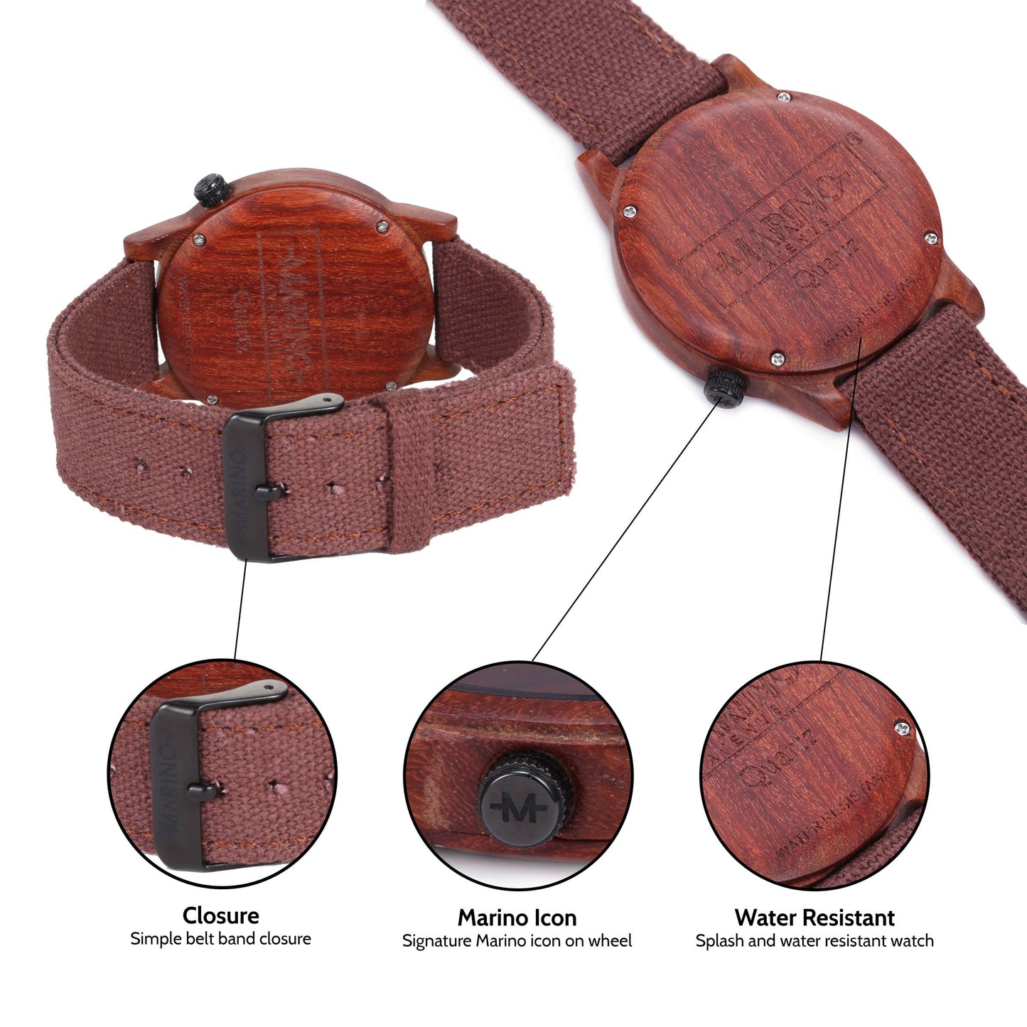 Webbed Brolly Wooden Wrist Watch