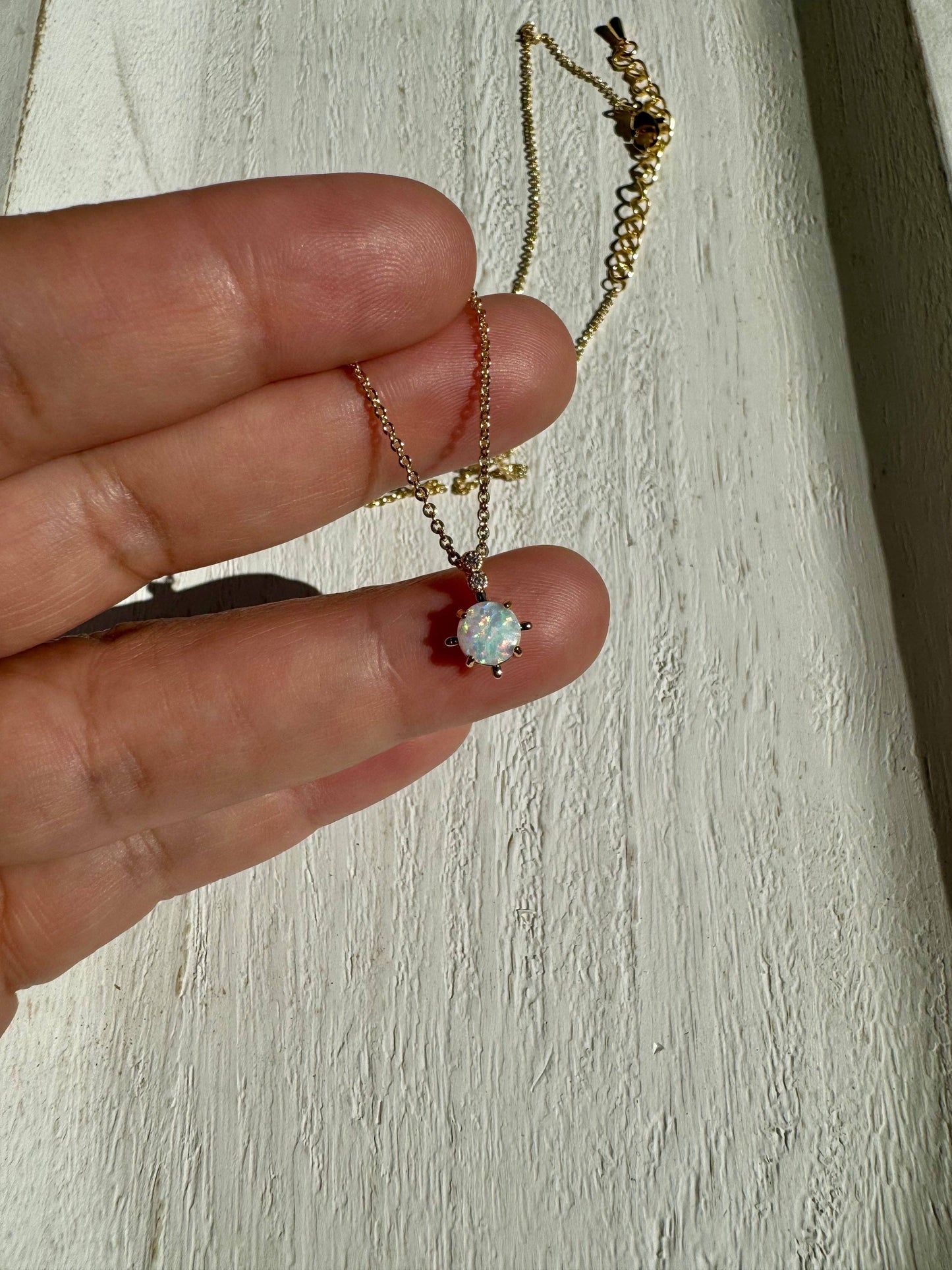 Opal stud necklace