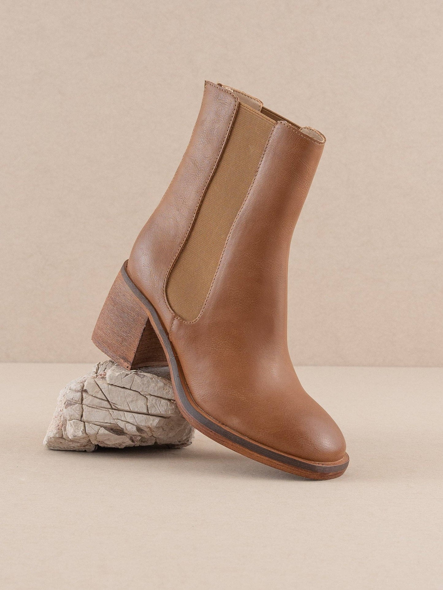 Caramel Chelsea Heel Boots