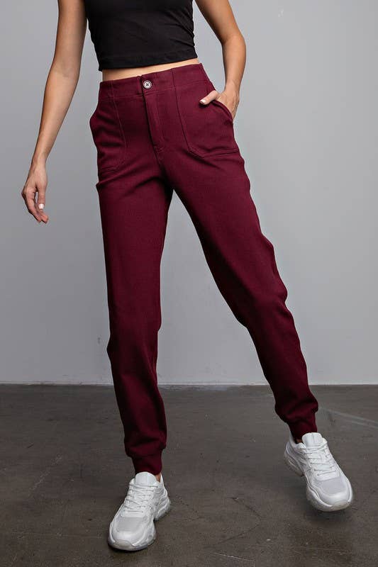 Plus Size Casual Cotton Stretch Twill Jogger Pants