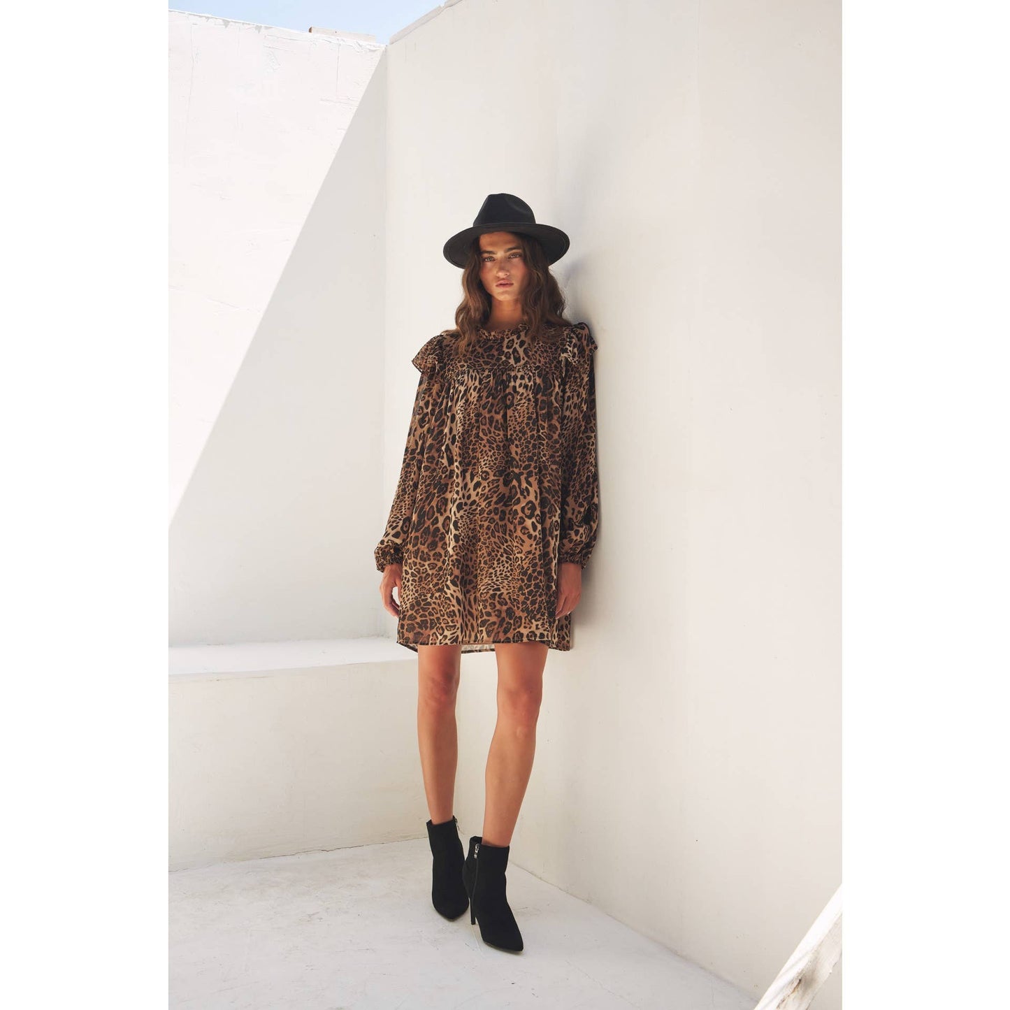 Leopard Sheer Chiffon Mini Dress