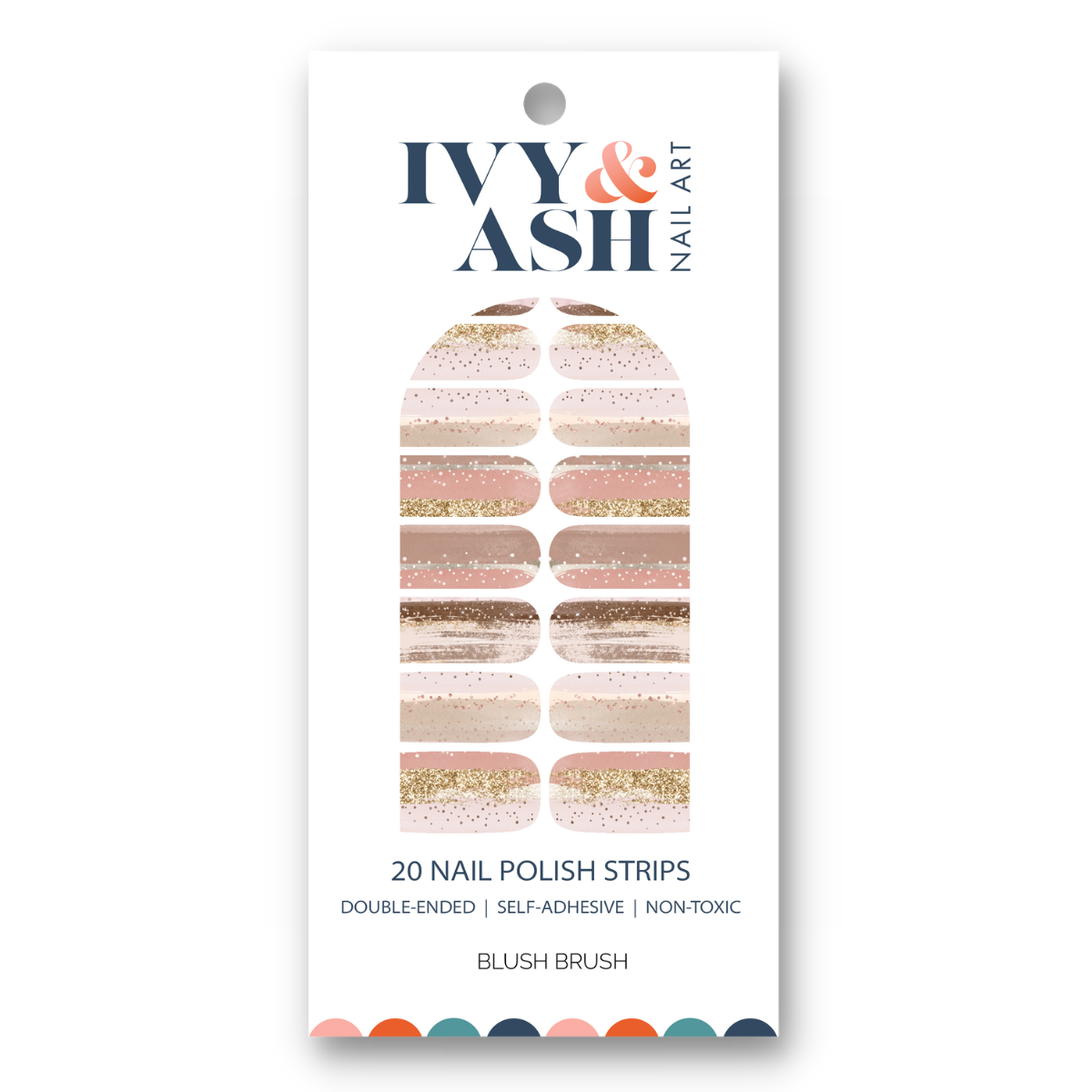 Blush Brush | Neutral Brush Stroke Gold Glitter Nail Wrap