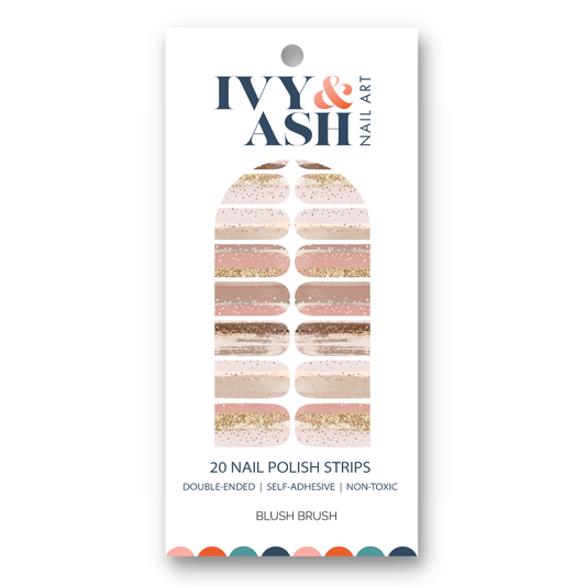 Blush Brush | Neutral Brush Stroke Gold Glitter Nail Wrap