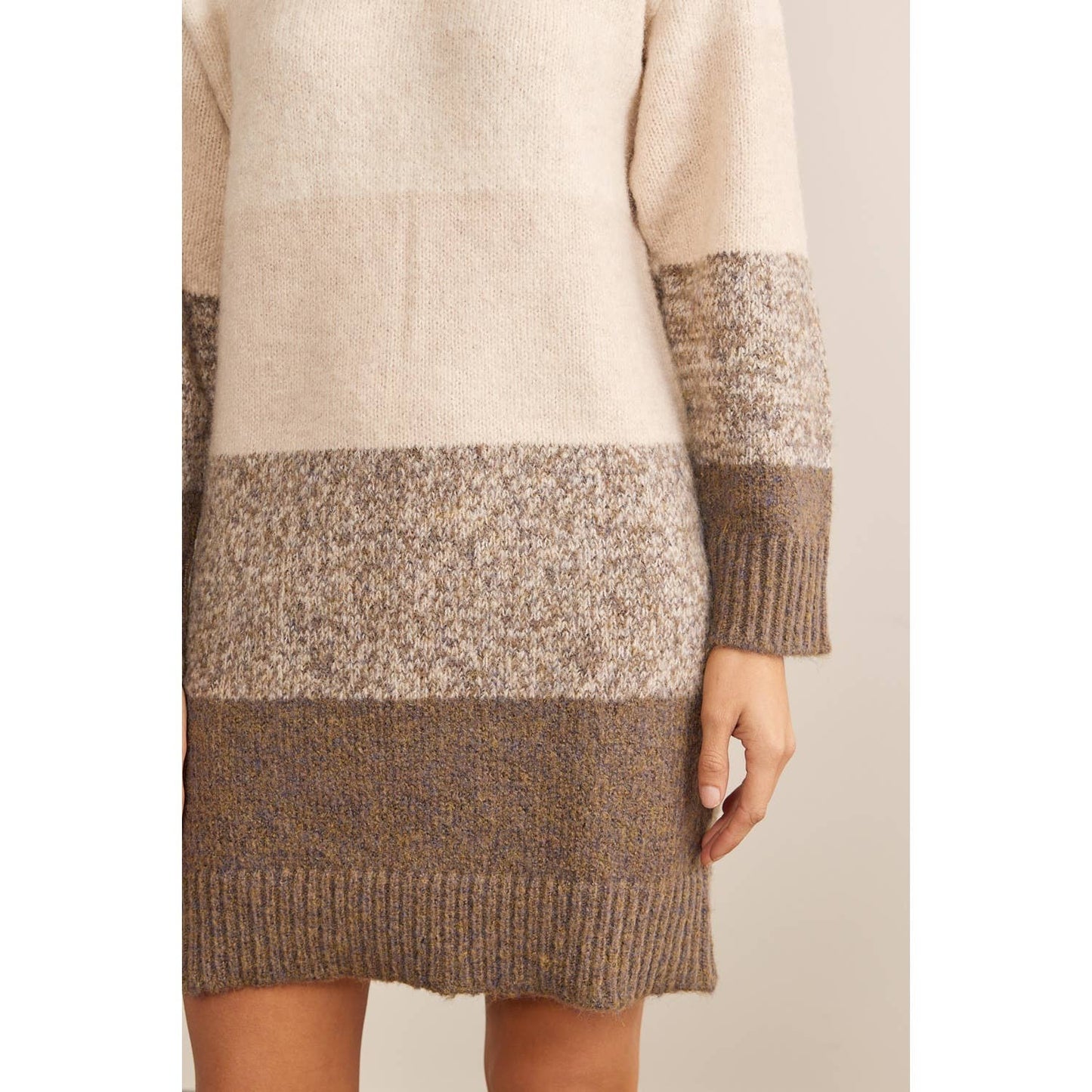 WOOL BLEND COLORBLOCK OMBRE LONG SLEEVED SWEATER DRESS