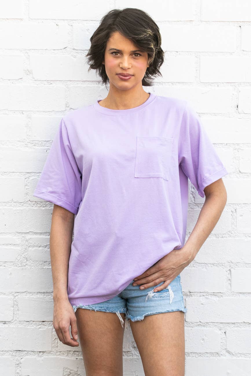 Oversized Fit Round Neck T Shirts With Pocket