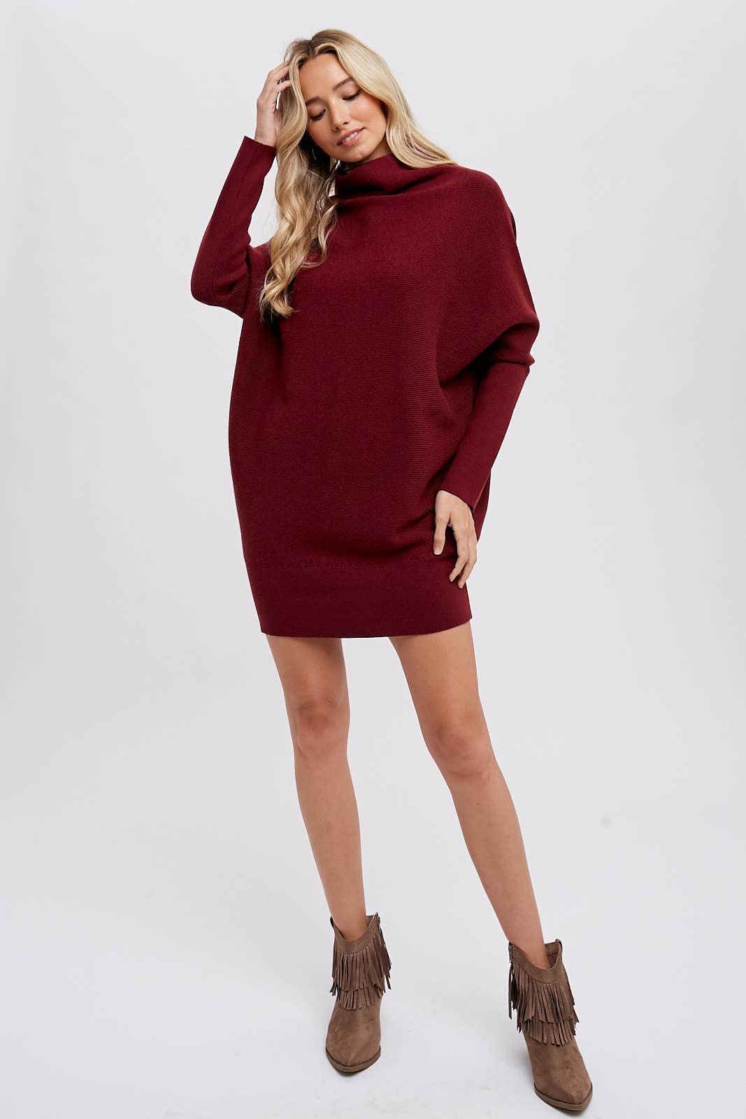 Slouch Neck Tunic Sweater