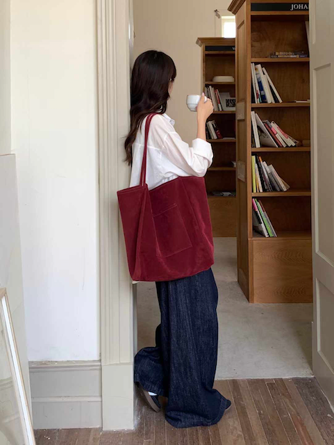 Large Suede-Like Tote Bag