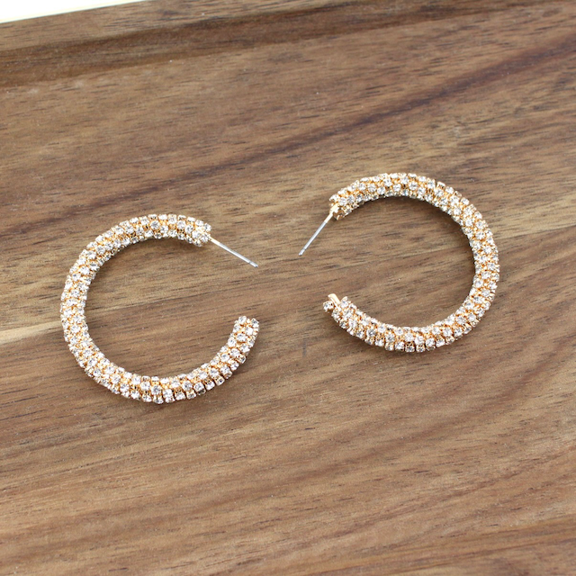 Hoop Earrings w/Rhinestones (40mm)