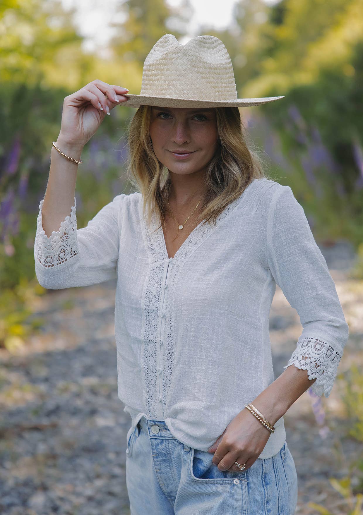 V-Neck Button Down Blouse