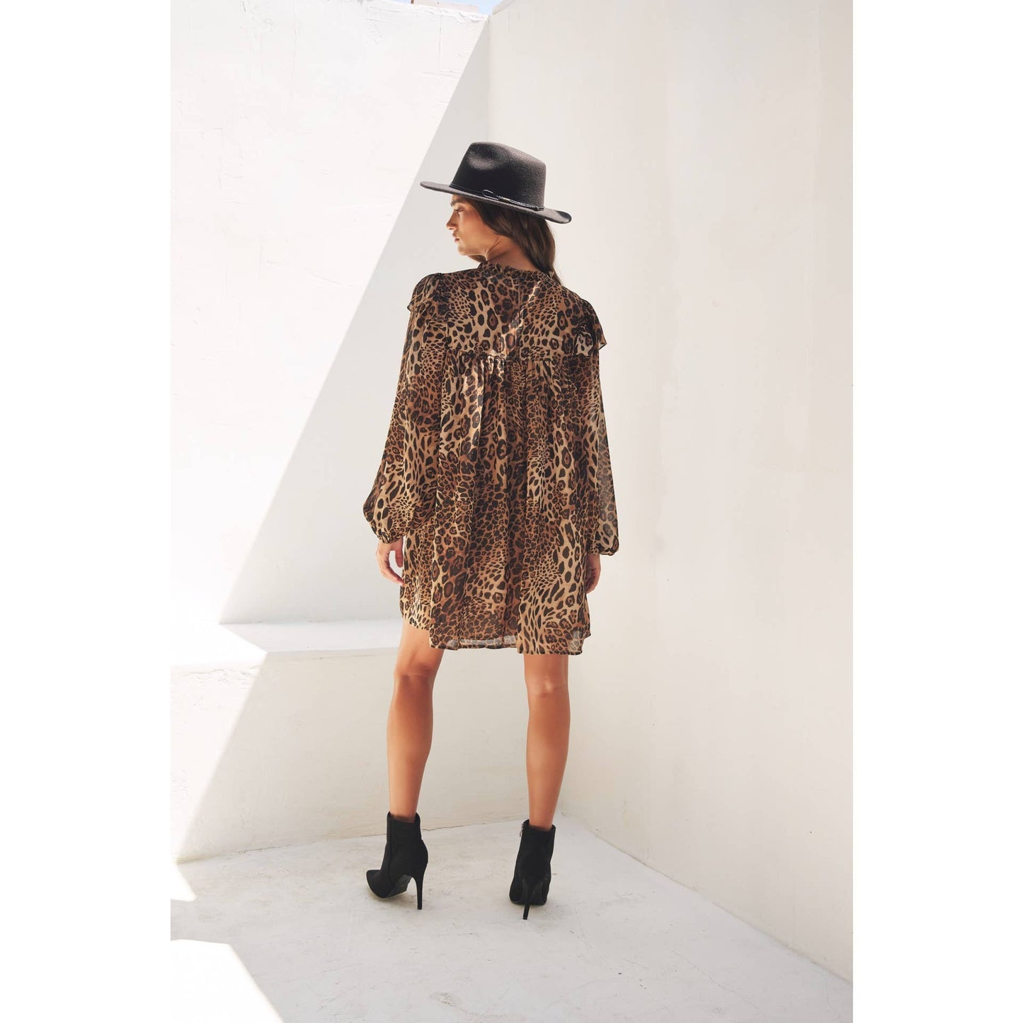 Leopard Sheer Chiffon Mini Dress