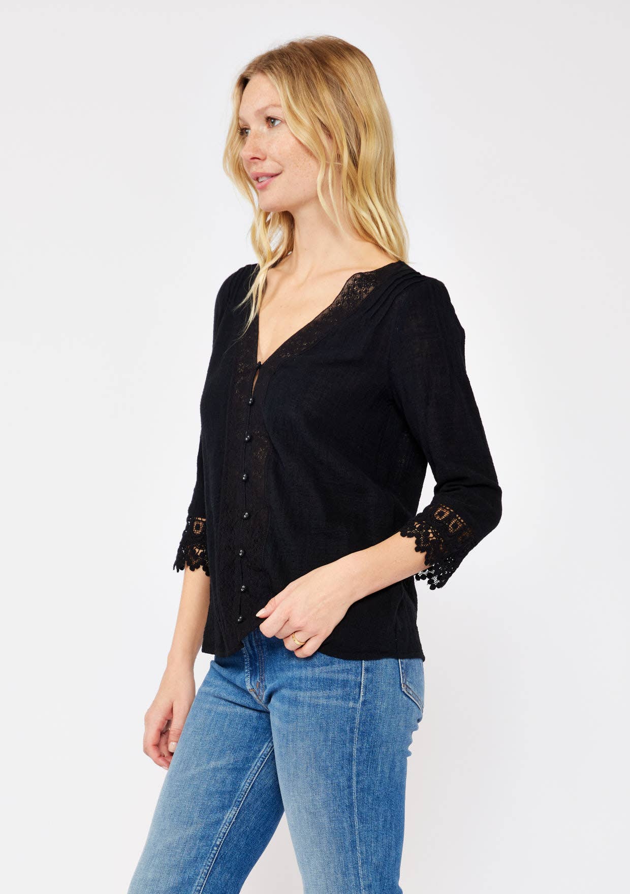 V-Neck Button Down Blouse