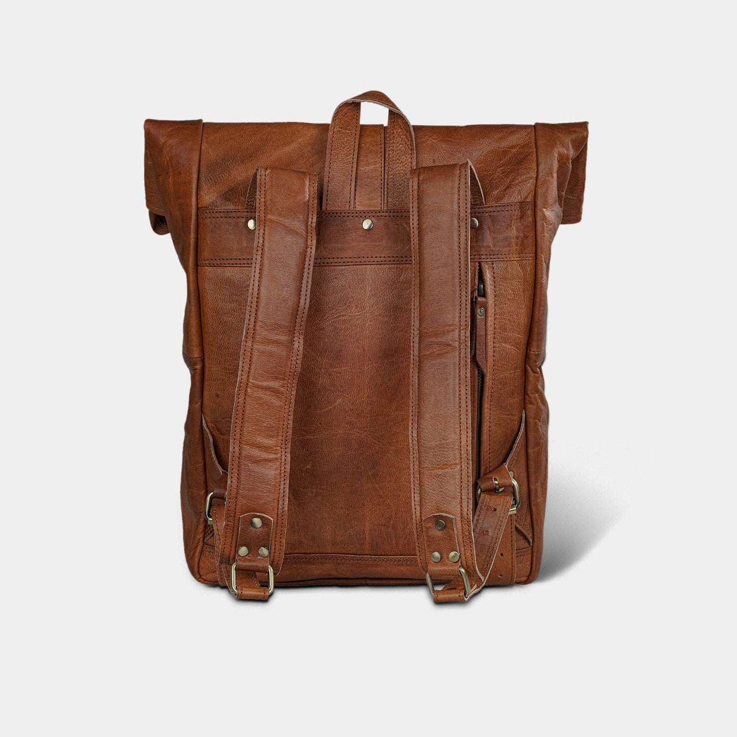 Leather Roll Top Rucksack Backpack