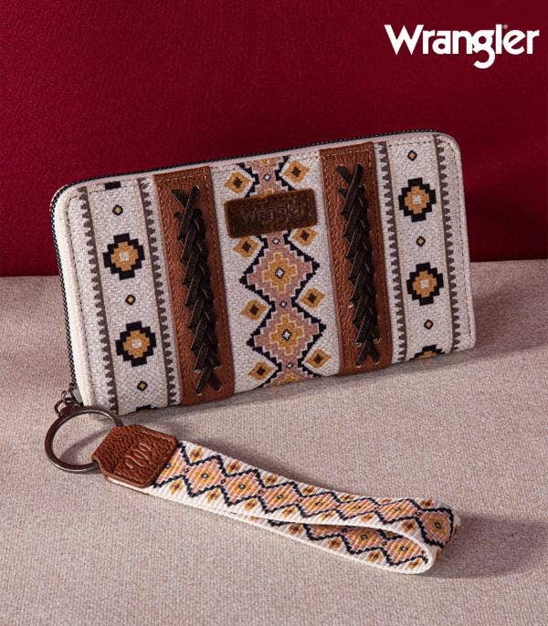 Tan Wrangler Aztec Print Wallet