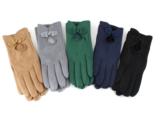 Chinese Knot Frog Button Trim Gloves