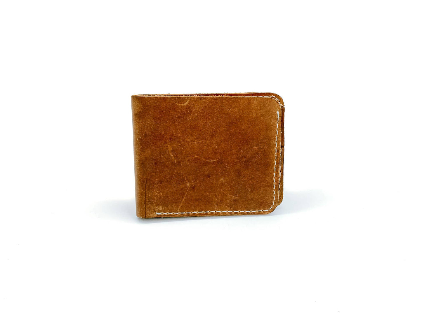 Men's bifold Leather Wallet Raw Brown