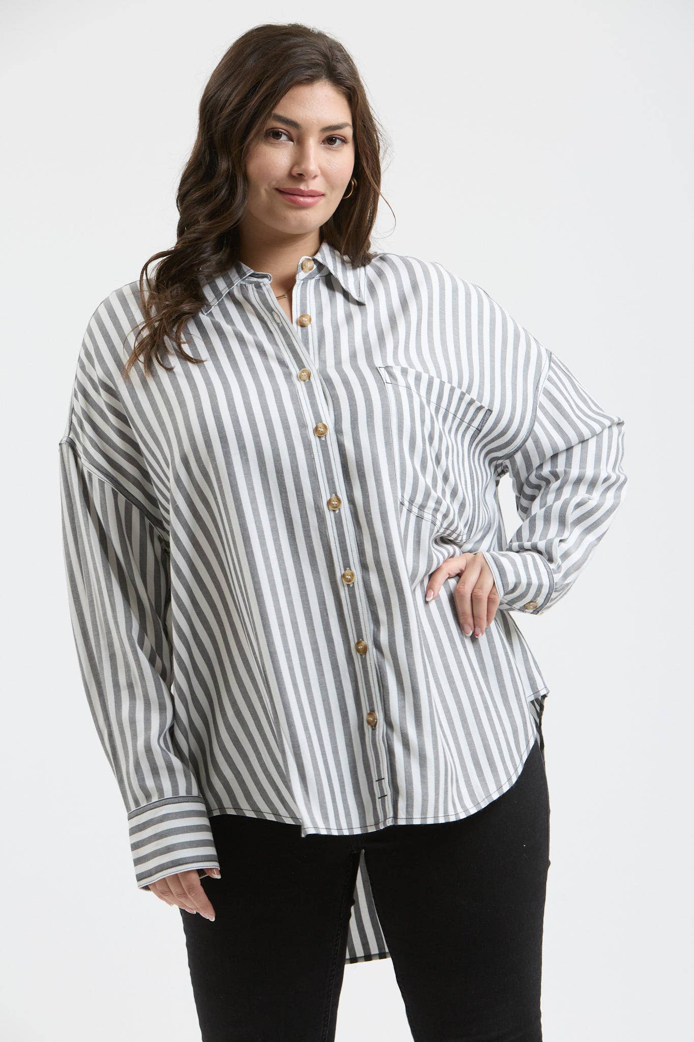 Plus Striped Long Sleeve