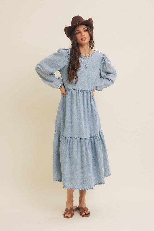 Acid Denim Wash Denim Dress