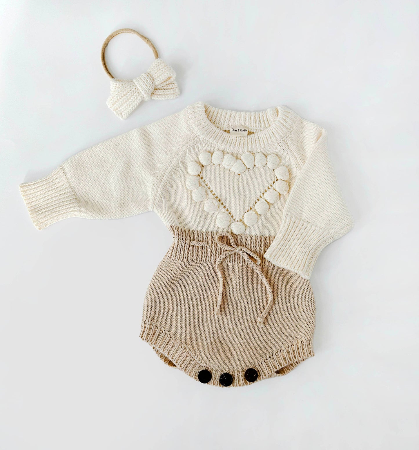 Baby Girl HEART Sweater Romper Knit Outfit| combo options