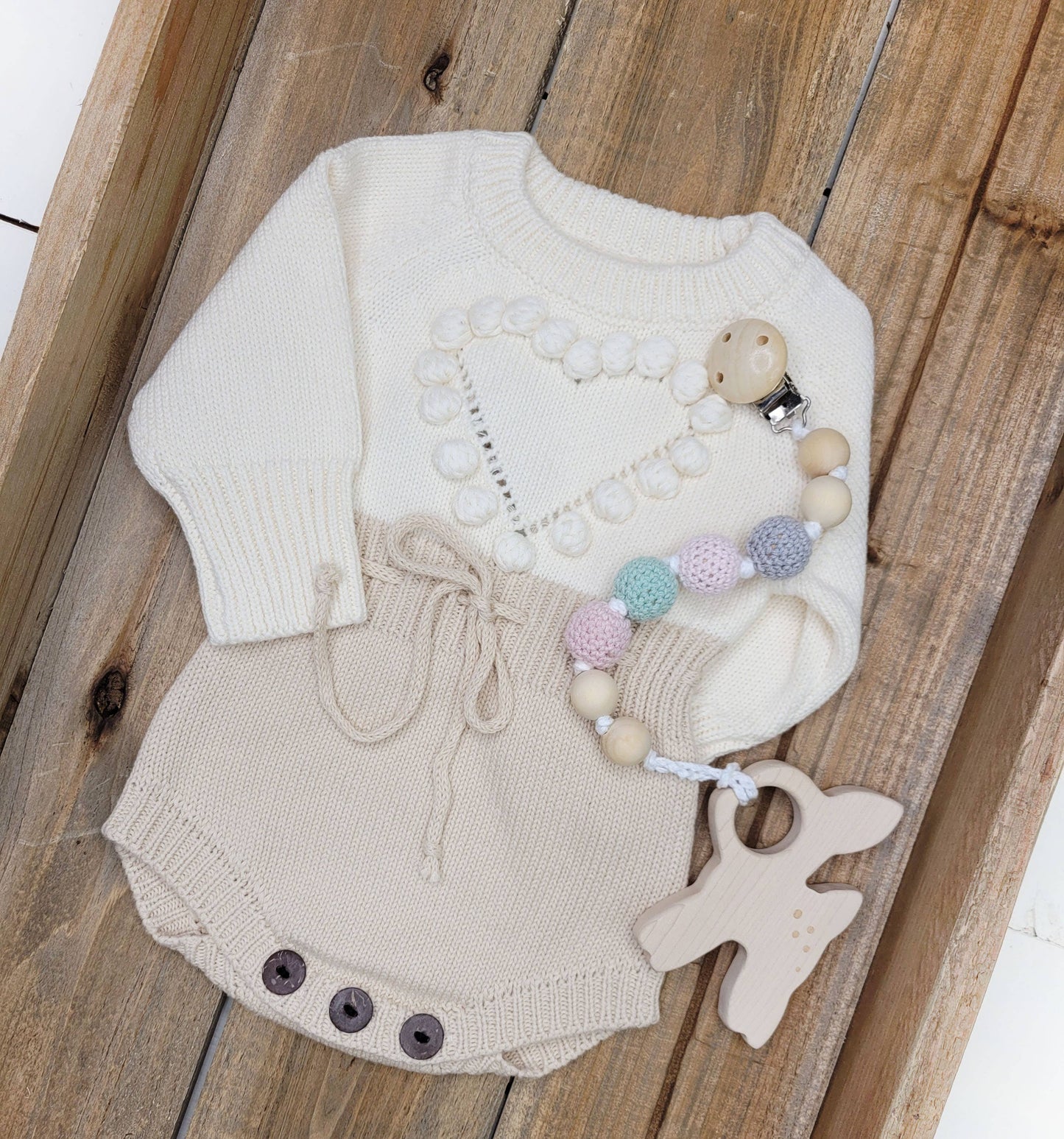 Baby Girl HEART Sweater Romper Knit Outfit| combo options