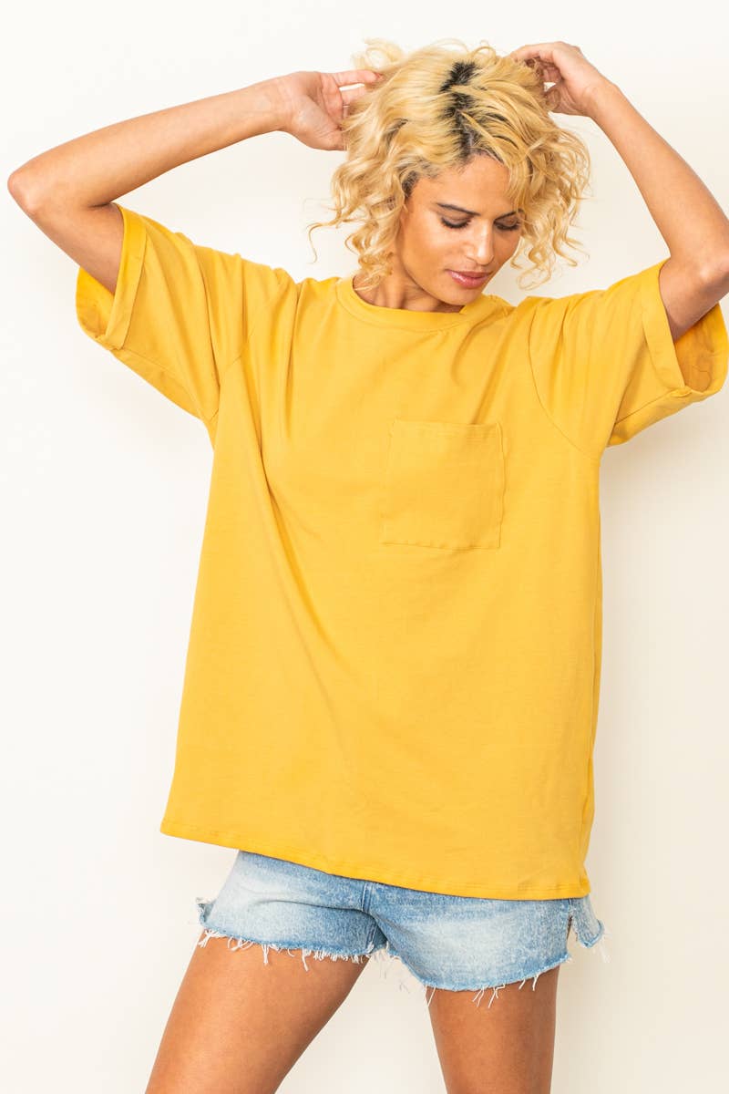 Oversized Fit Round Neck T Shirts With Pocket