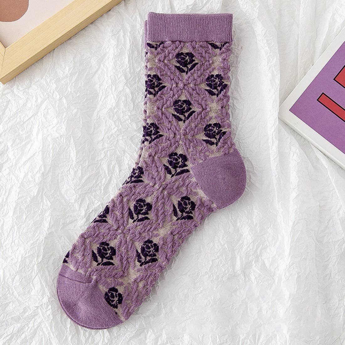 Purple Embossed Women's Socks