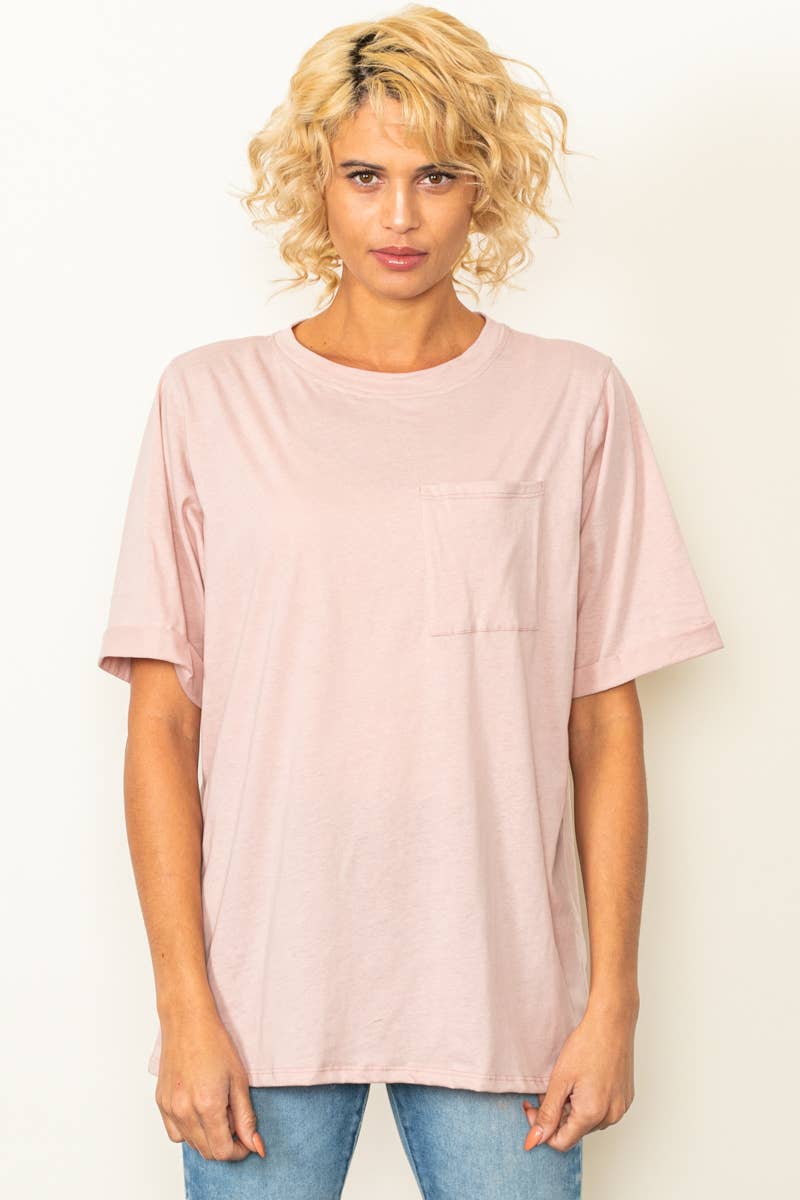 Oversized Fit Round Neck T Shirts With Pocket