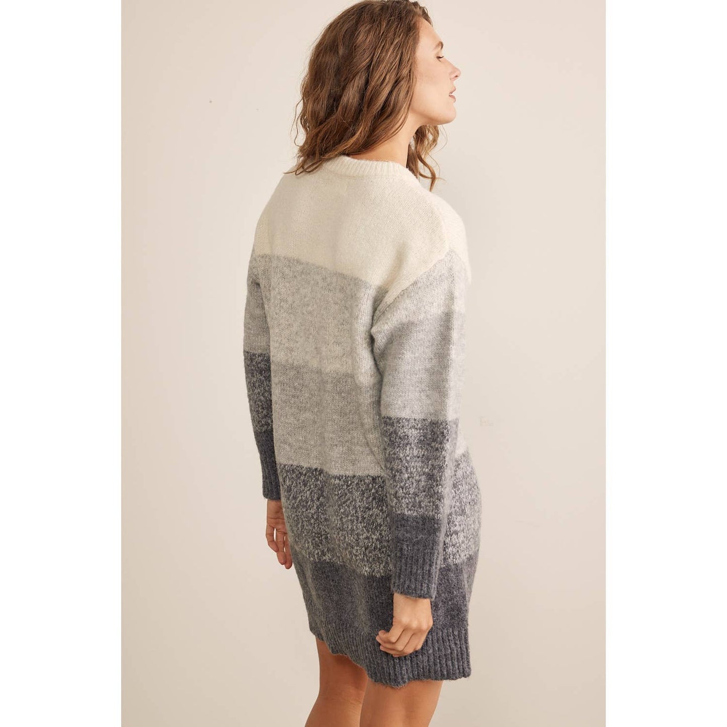 WOOL BLEND COLORBLOCK OMBRE LONG SLEEVED SWEATER DRESS