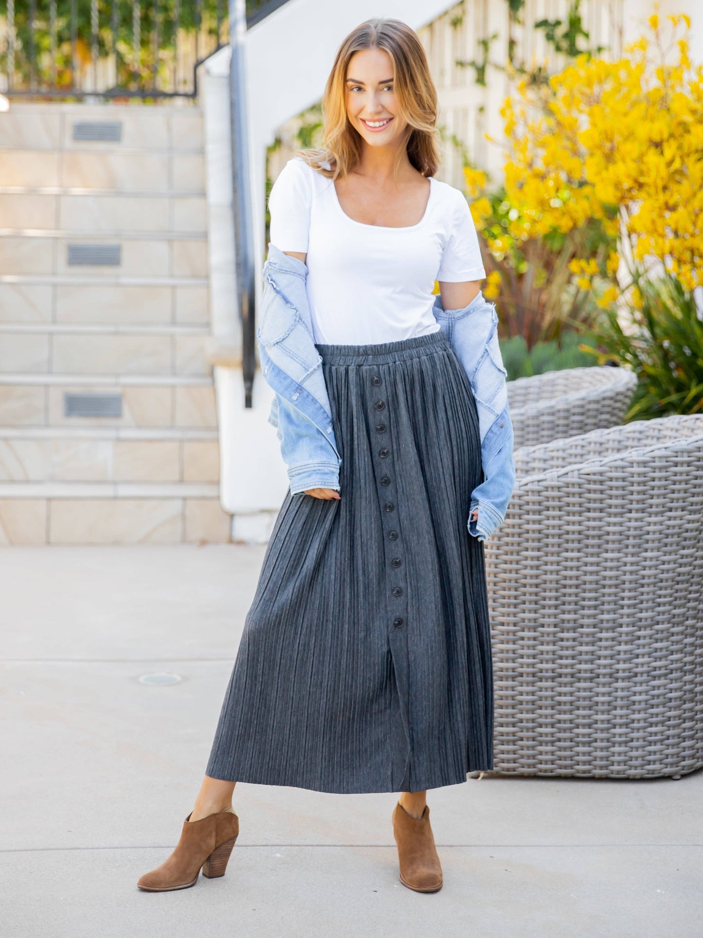 Pleated Midi Skirt