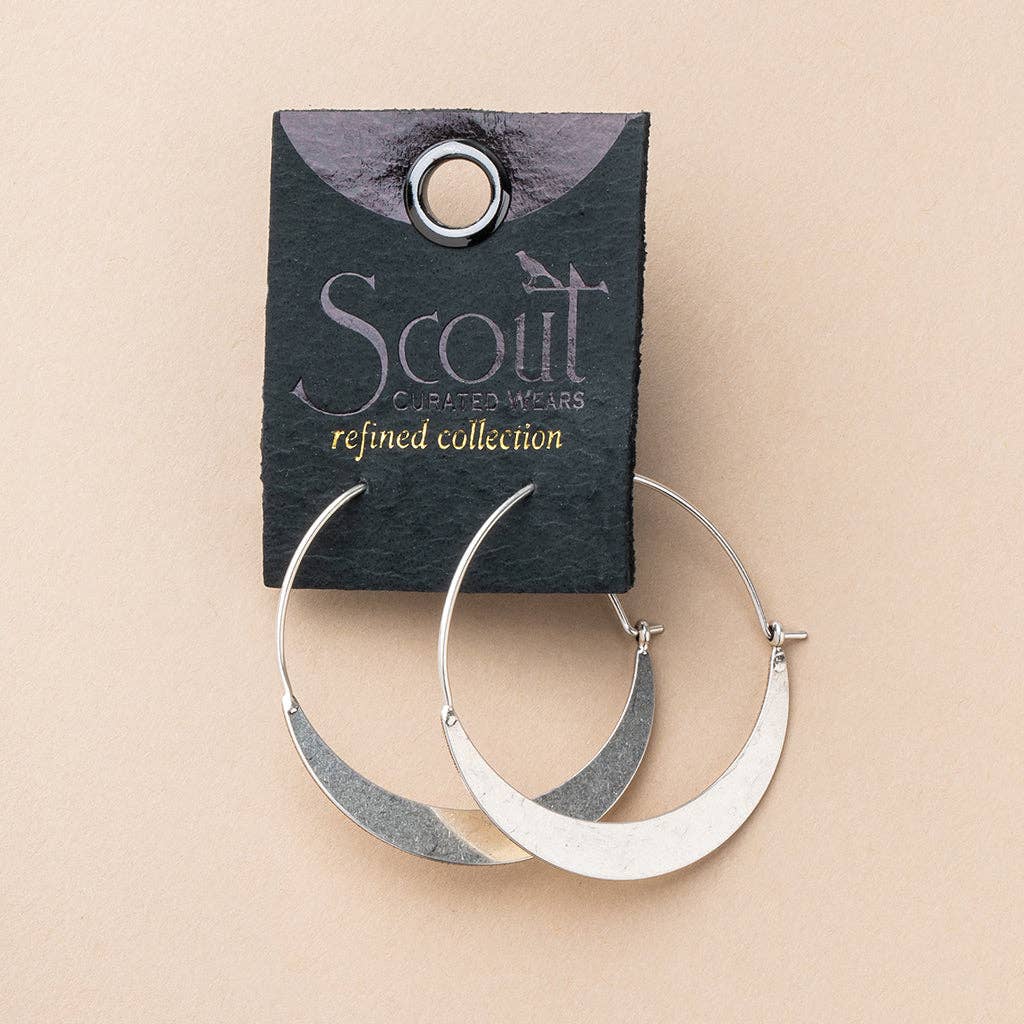 Refined Earring Collection - Crescent Hoop/Sterling Silver