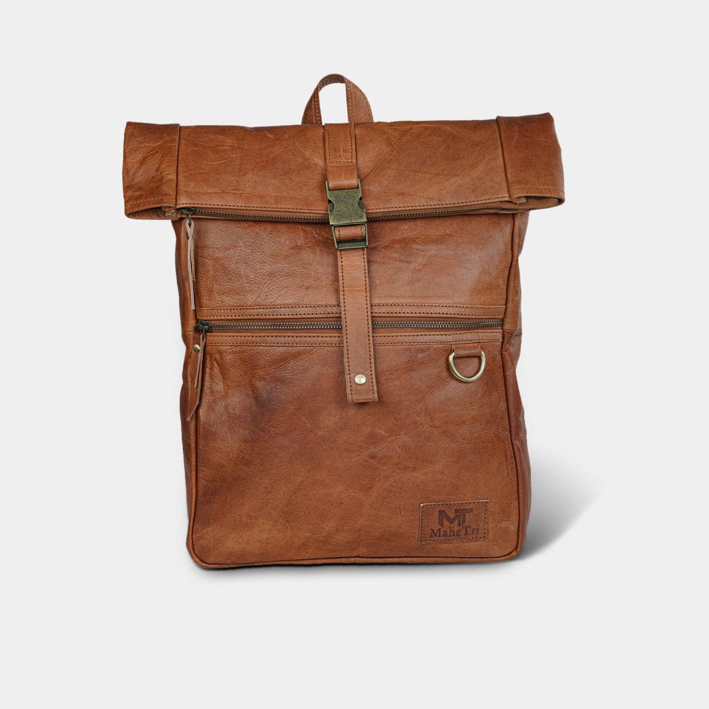 Leather Roll Top Rucksack Backpack