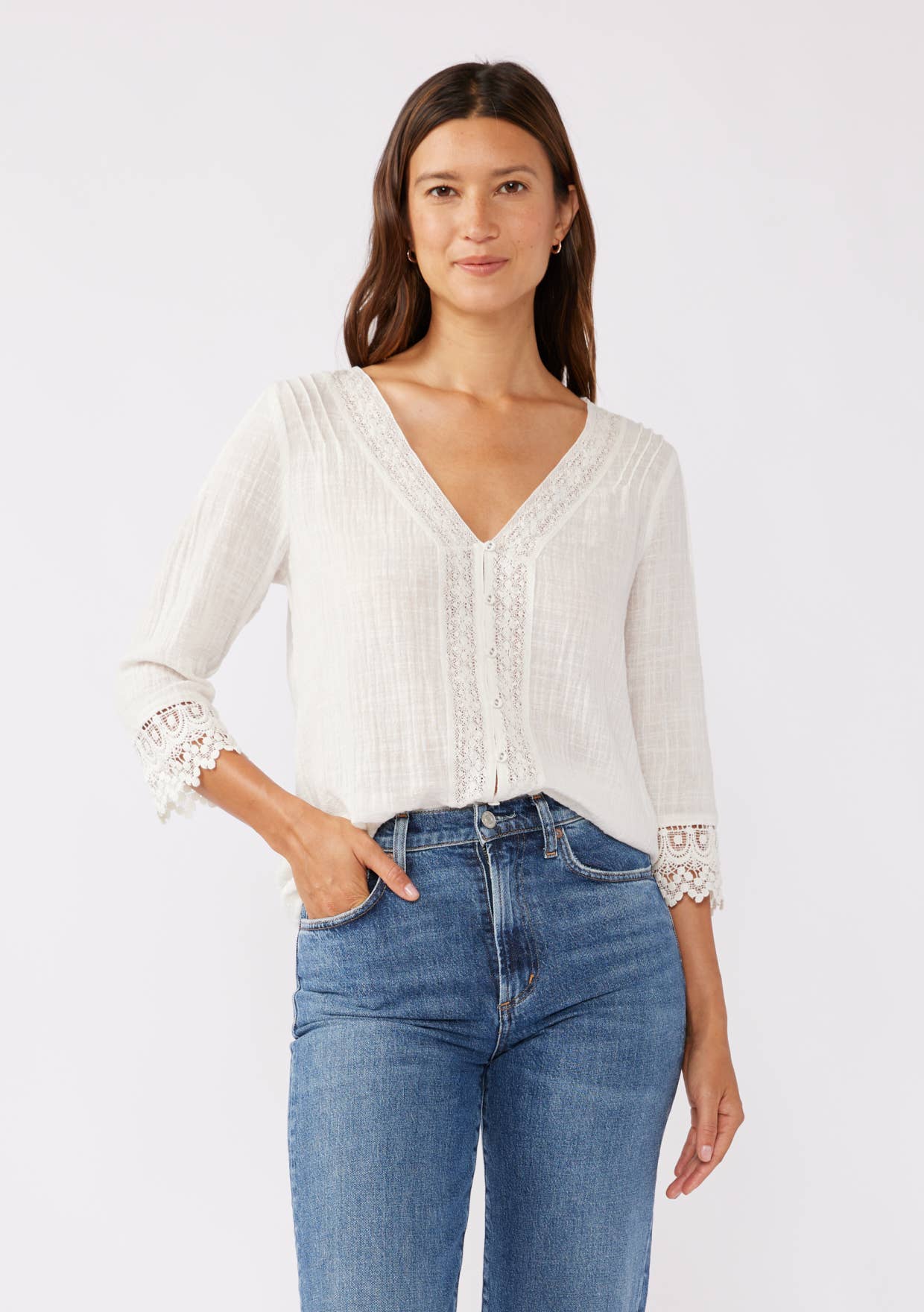 V-Neck Button Down Blouse