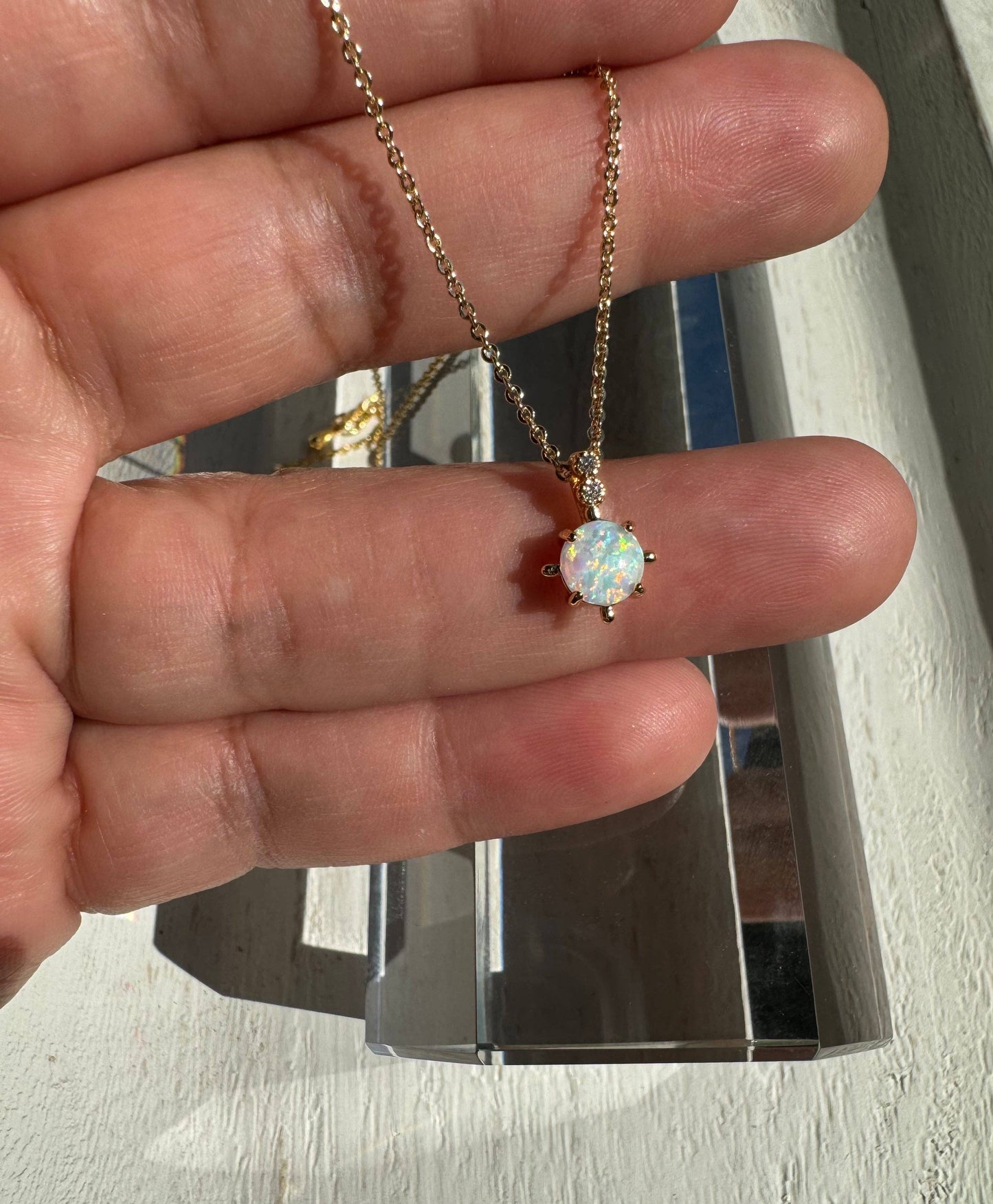 Opal stud necklace