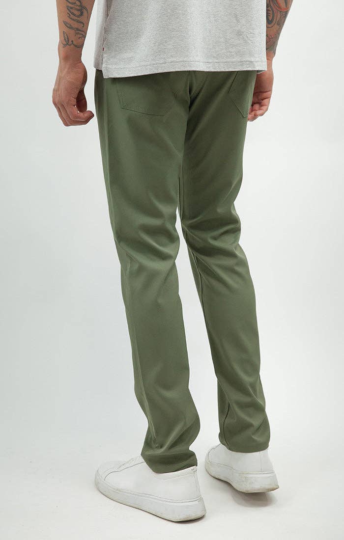 Olive Poly Spandex Performance Tech Pant