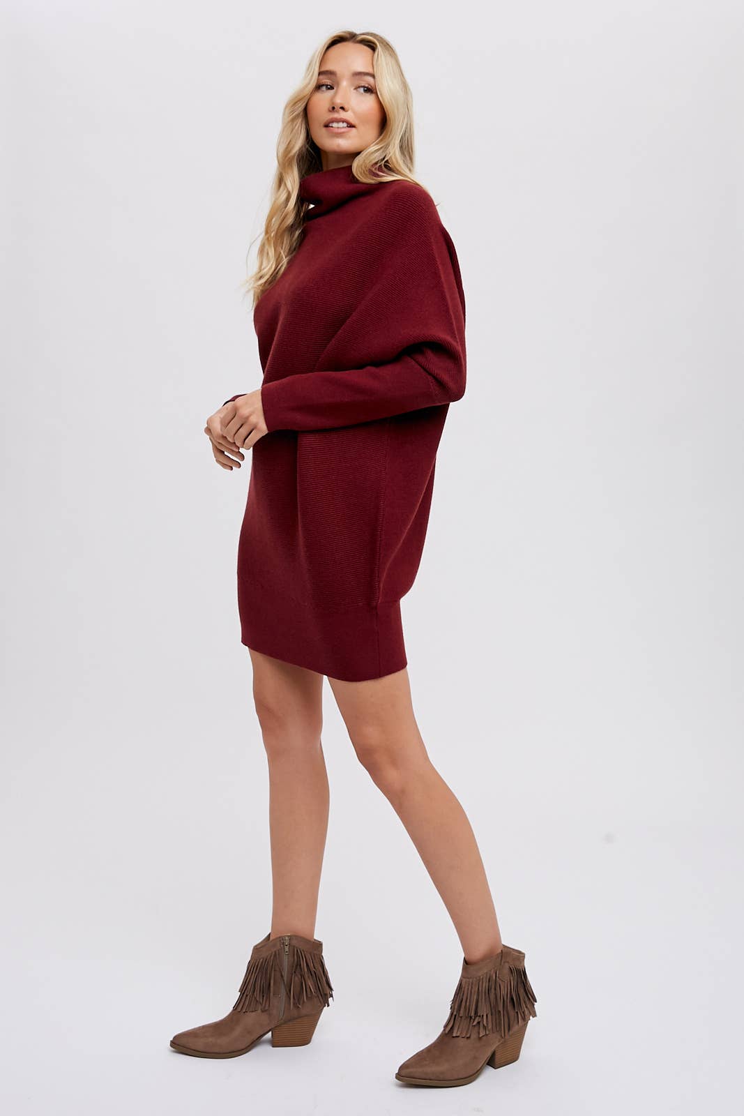 Slouch Neck Tunic Sweater