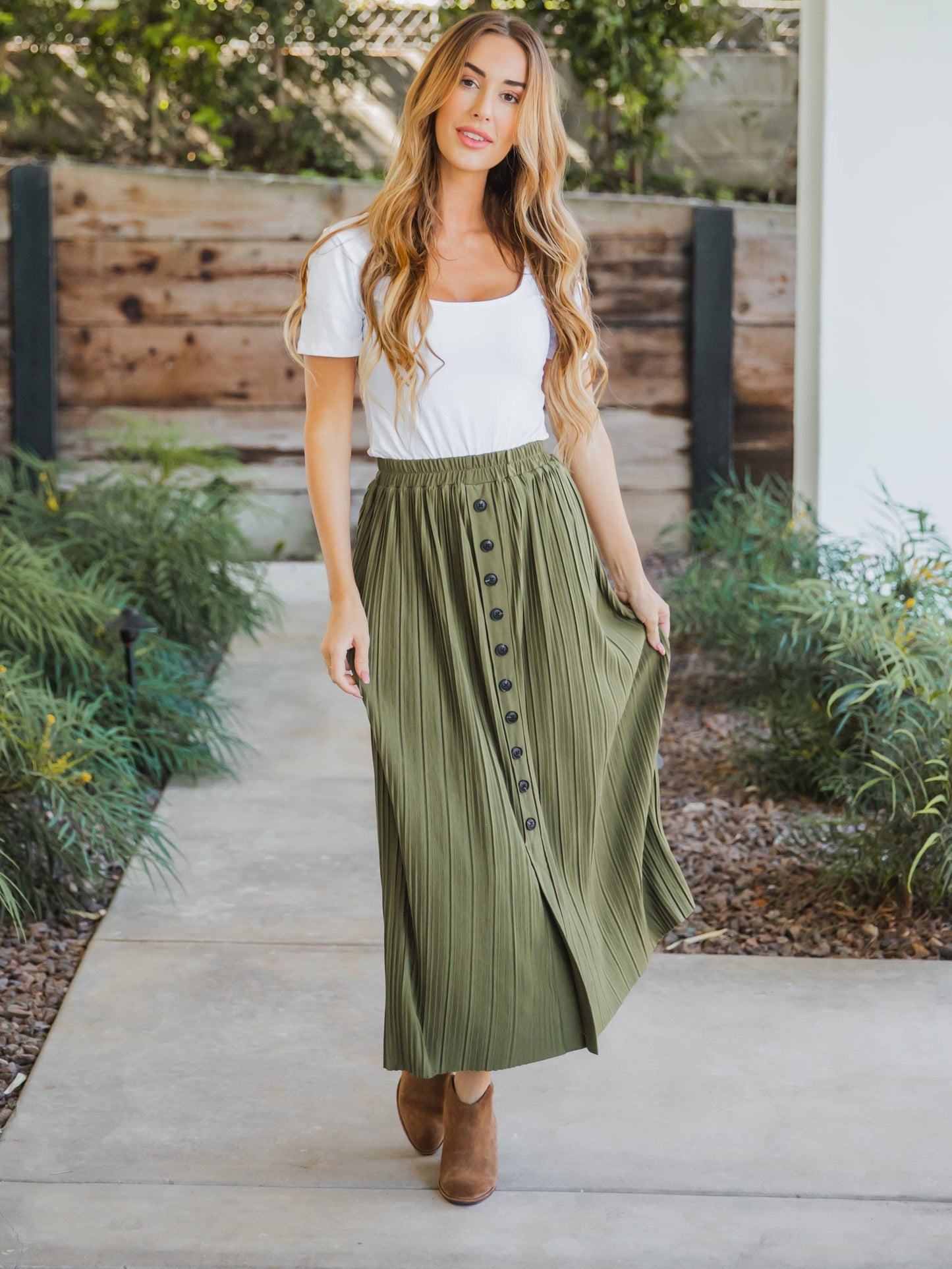 Pleated Midi Skirt