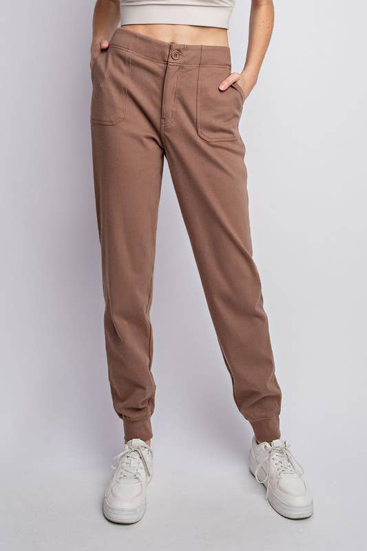 Plus Size Casual Cotton Stretch Twill Jogger Pants