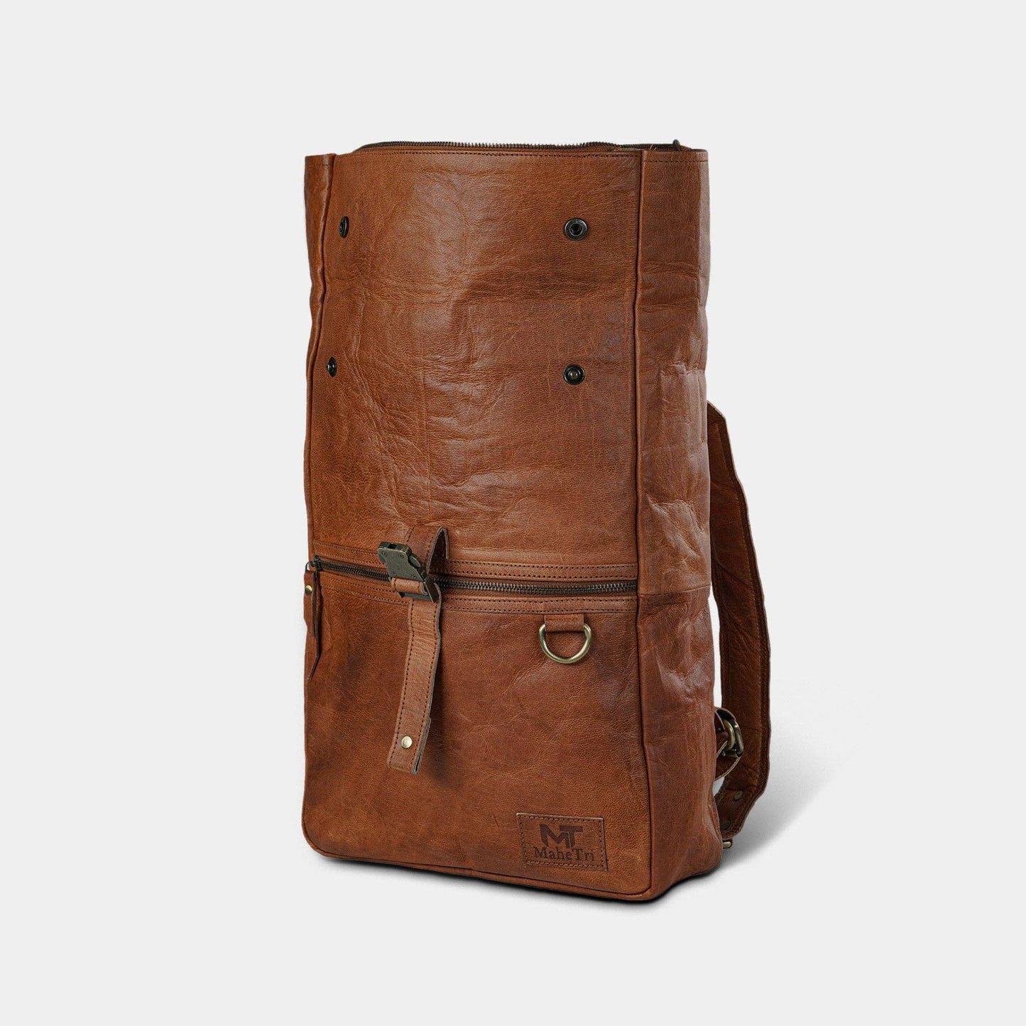 Leather Roll Top Rucksack Backpack