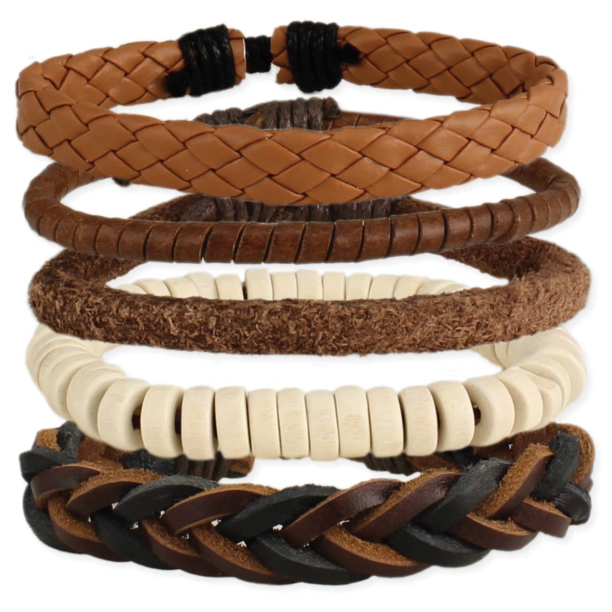 Man About Town Leather Men's Bracelet Set