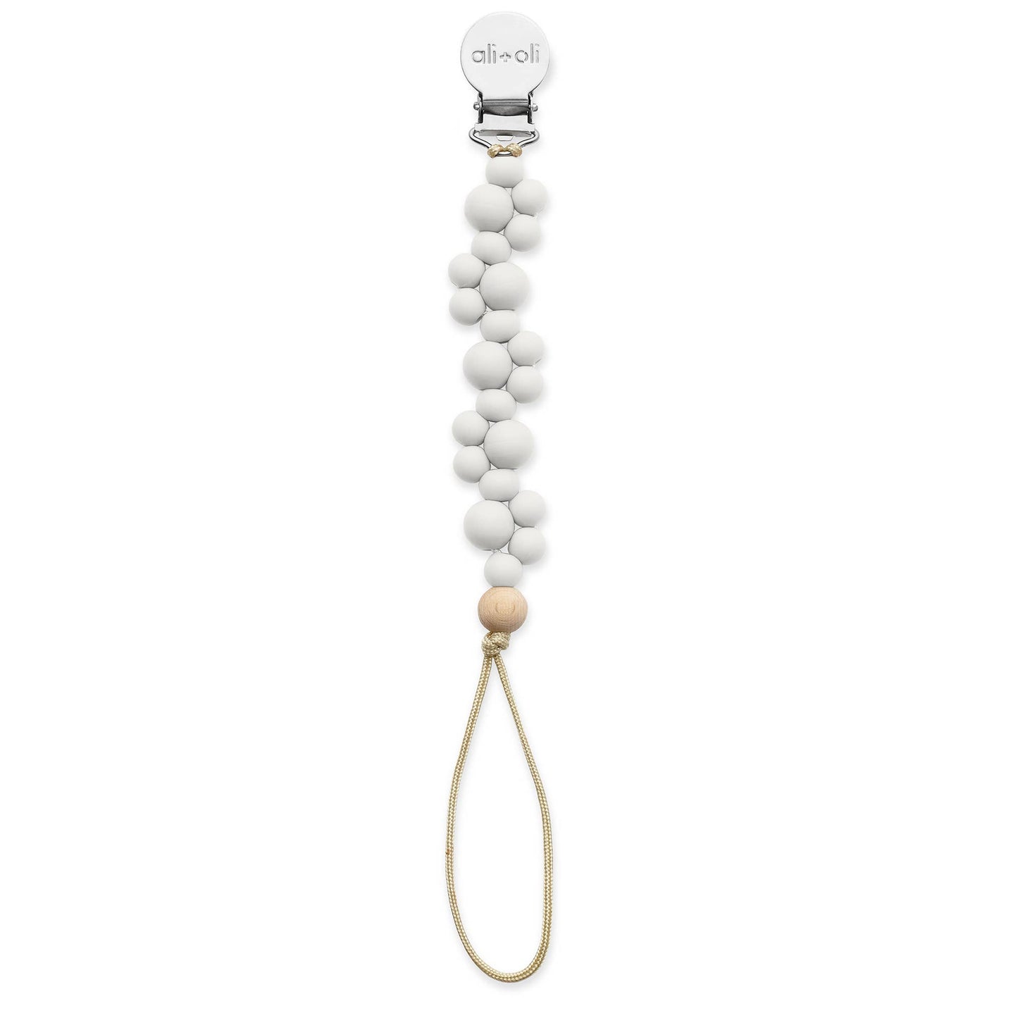 Ali+Oli Silicone Pacifier Clip - Bubbles (Pure White)