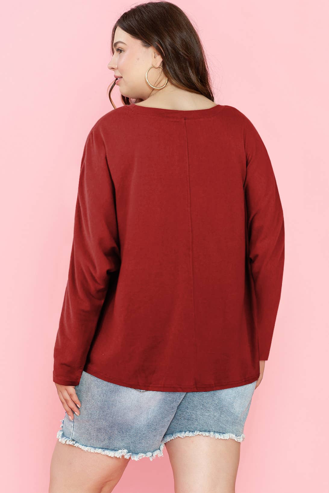 Plus Size Casual Basic Blank Solid Long Sleeve Tops (S-3X)