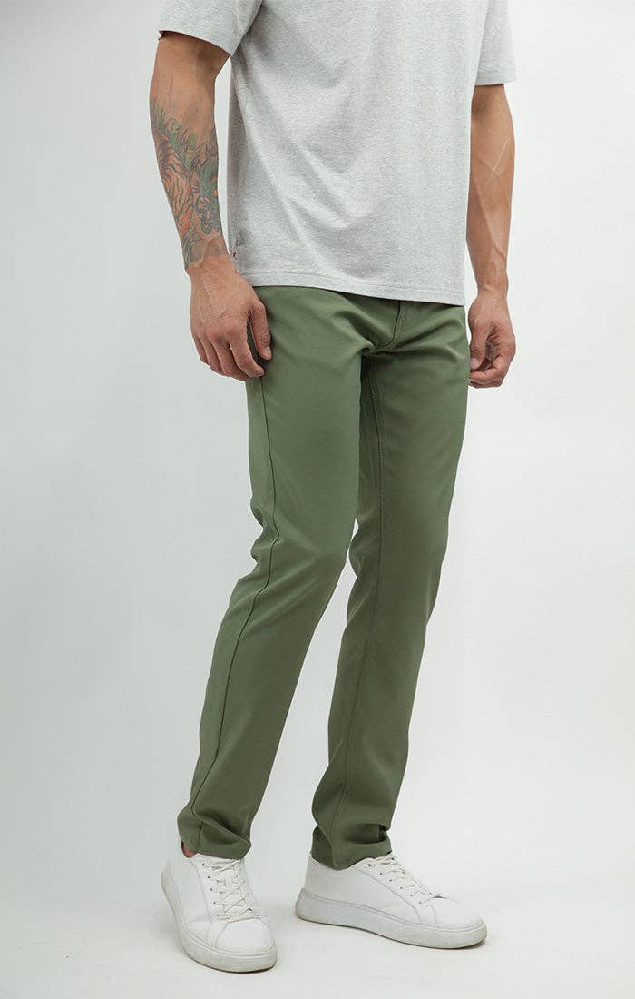 Olive Poly Spandex Performance Tech Pant