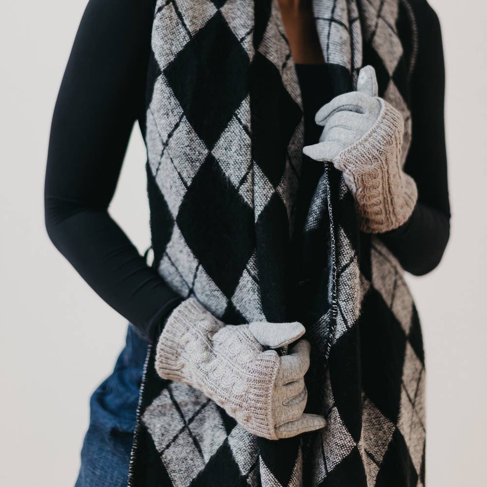 3 in 1 Cable Knit Gloves