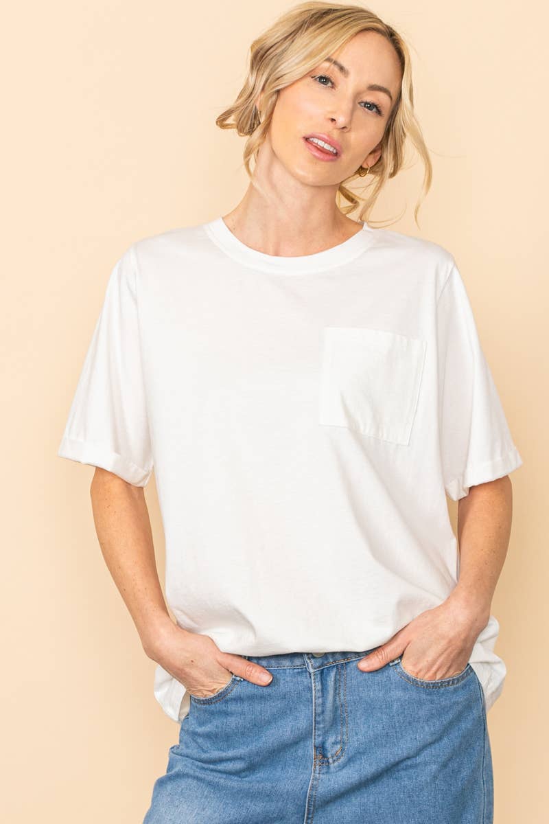 Oversized Fit Round Neck T Shirts With Pocket