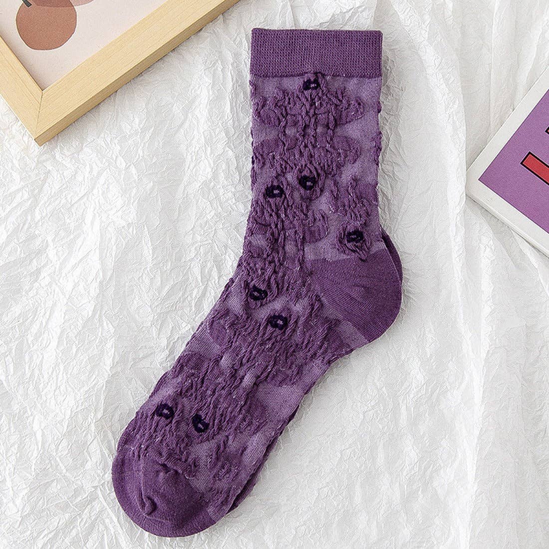 Purple Embossed Women's Socks